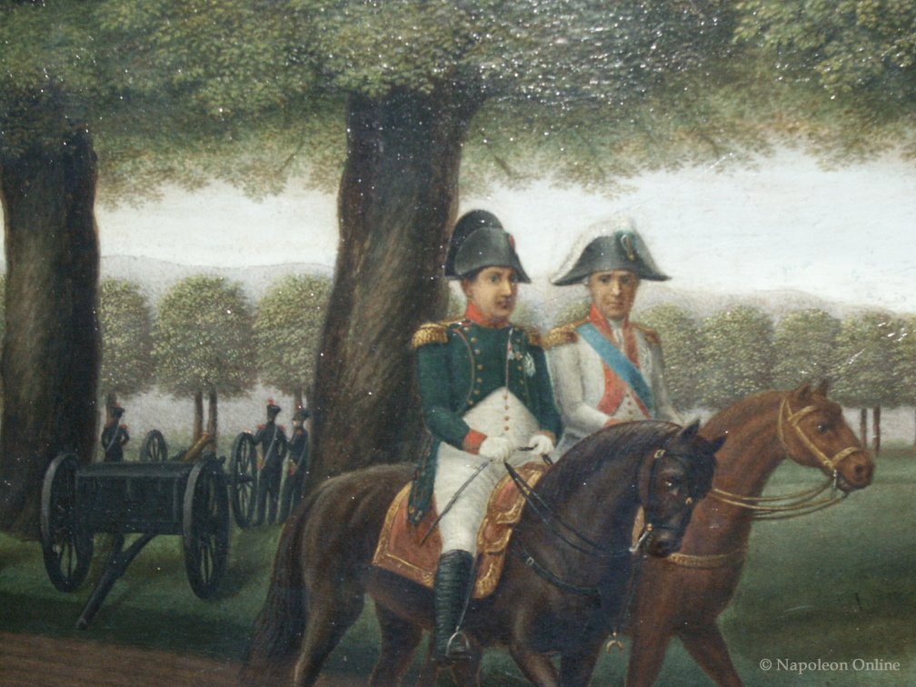 Napoleon und König Friedrich August zu Pferde im Ostragehege Dresden 1813 (zentraler Ausschnitt)