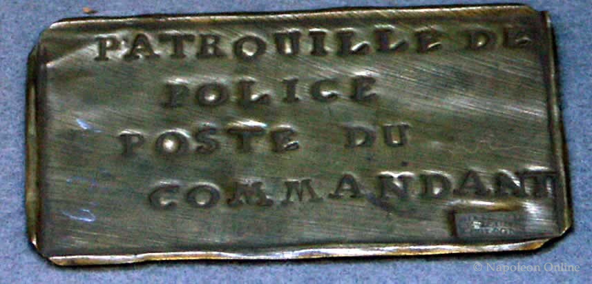 Plakette der Militärpolizei (Gendarmerie) um 1800