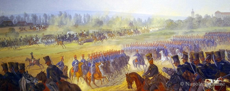Gefecht von Pápa am 12. Juni 1809 (Hintergrund links)
