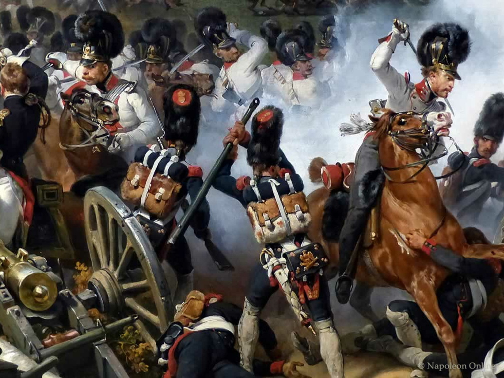 Schlacht von Hanau am 30.10.1813, Gemälde von Emile-Jean-Horace Vernet (Ausschnitt vorne zentral rechts)