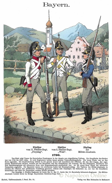 Bayern - Füsilier-Regimenter und Militär-Akademie 1790
