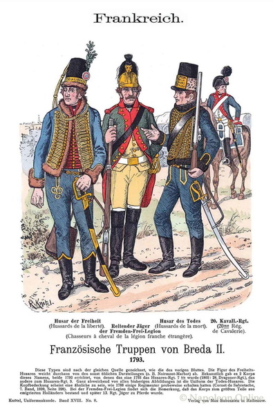 Frankreich - Freiwilligeneinheiten zu Pferd und Schwere Linienkavallerie 1793
