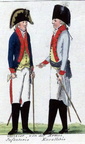 Offiziere von der Armee aus Infanterie und Kavallerie