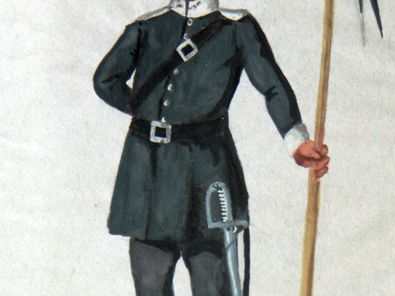 Preußen - Landwehr, Soldat der pommerschen Landwehr-Kavallerie am 12.4.1814