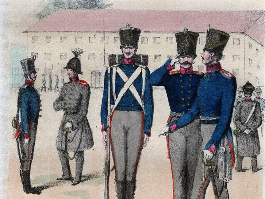 Preussen: 1. Westpreußisches Infanterie-Regiment 1808, Musketiere, Unteroffizier und Offizier