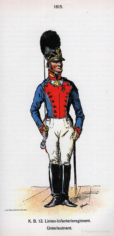 Bayern: 12. Linieninfanterie-Regiment - Unterleutnant 1815