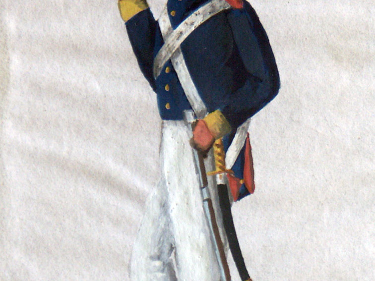 Preußen - Infanterie, Soldat vom 2. Schlesischen Infanterie-Regiment am 14.9.1814