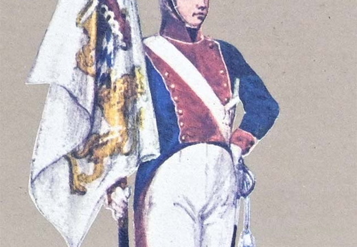 Infanterie - Linieninfanterie-Regiment Herzog Carl, Unteroffizier 1803 mit Leibfahne M/1803