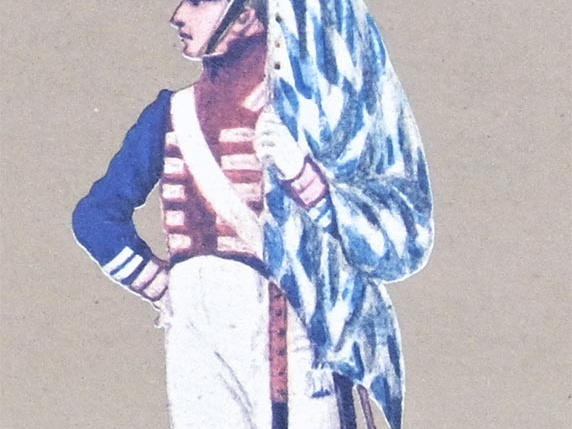 Infanterie - Leibinfanterie-Regiment, Unteroffizier 1803 mit Bataillonsfahne M/1803