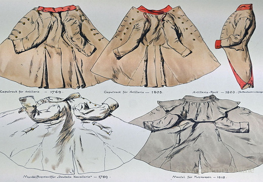 Artillerie und Fuhrwesen 1803-1818 - Mannschaften, Röcke und Mäntel