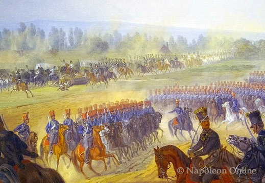 Gefecht von Pápa am 12. Juni 1809 (Hintergrund links)