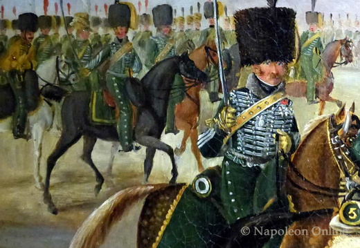 Gefecht der französischen 5. Jäger zu Pferd mit russischen Kosaken (linke Gruppe)