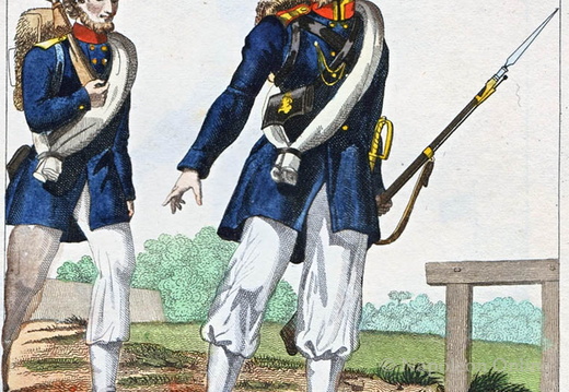 Landwehr - Ostpreußische Landwehr, Landwehrmann und Unteroffizier 1815