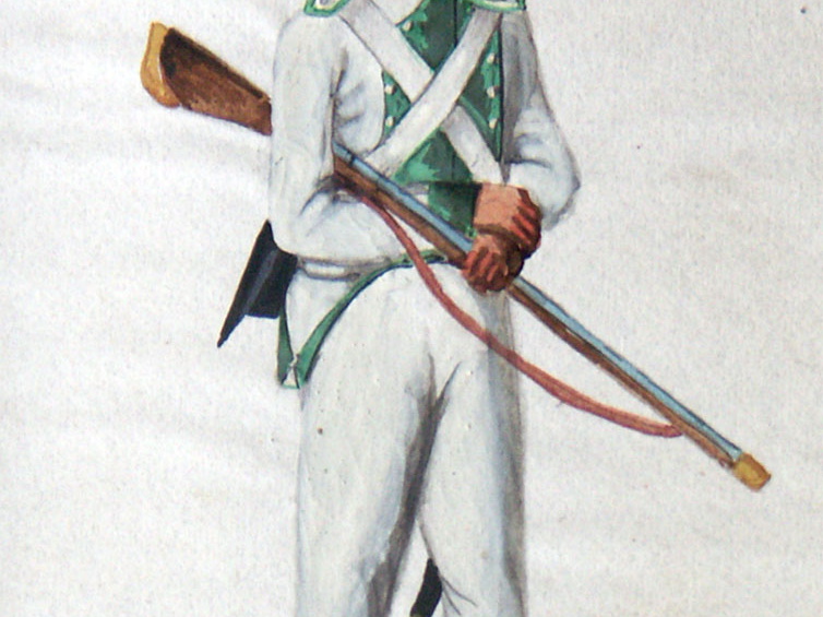Sachsen - Infanterie, Soldat vom 2. oder 3. provisorischen Infanterie-Regiment am 4.3.1814