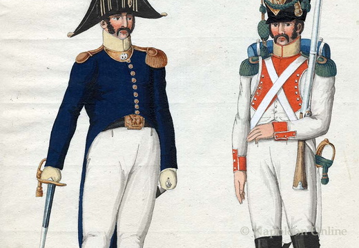 Frankreich - Linieninfanterie, 22. Regiment, Offizier und Soldat der Voltigeure