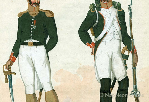 Italien - Linieninfanterie, 1. Regiment, Offizier und Soldat der Voltigeure