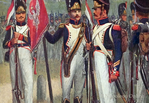 Infanterie - 5. Regiment, Adlerträger (Offizier) und Grenadiere