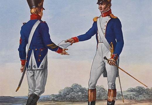 Linieninfanterie - Unteroffiziere (links Sergent-major Vaguemestre, rechts Adjudants sous-officier)