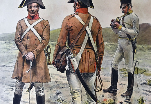 Artillerie und Fuhrwesen 1809 - Kanoniere und Trainsoldat