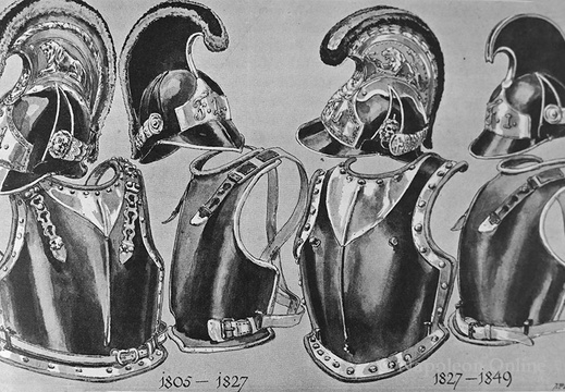 Kürassiere 1805-1849 - Offiziere und Mannschaften, Kürasse und Helme
